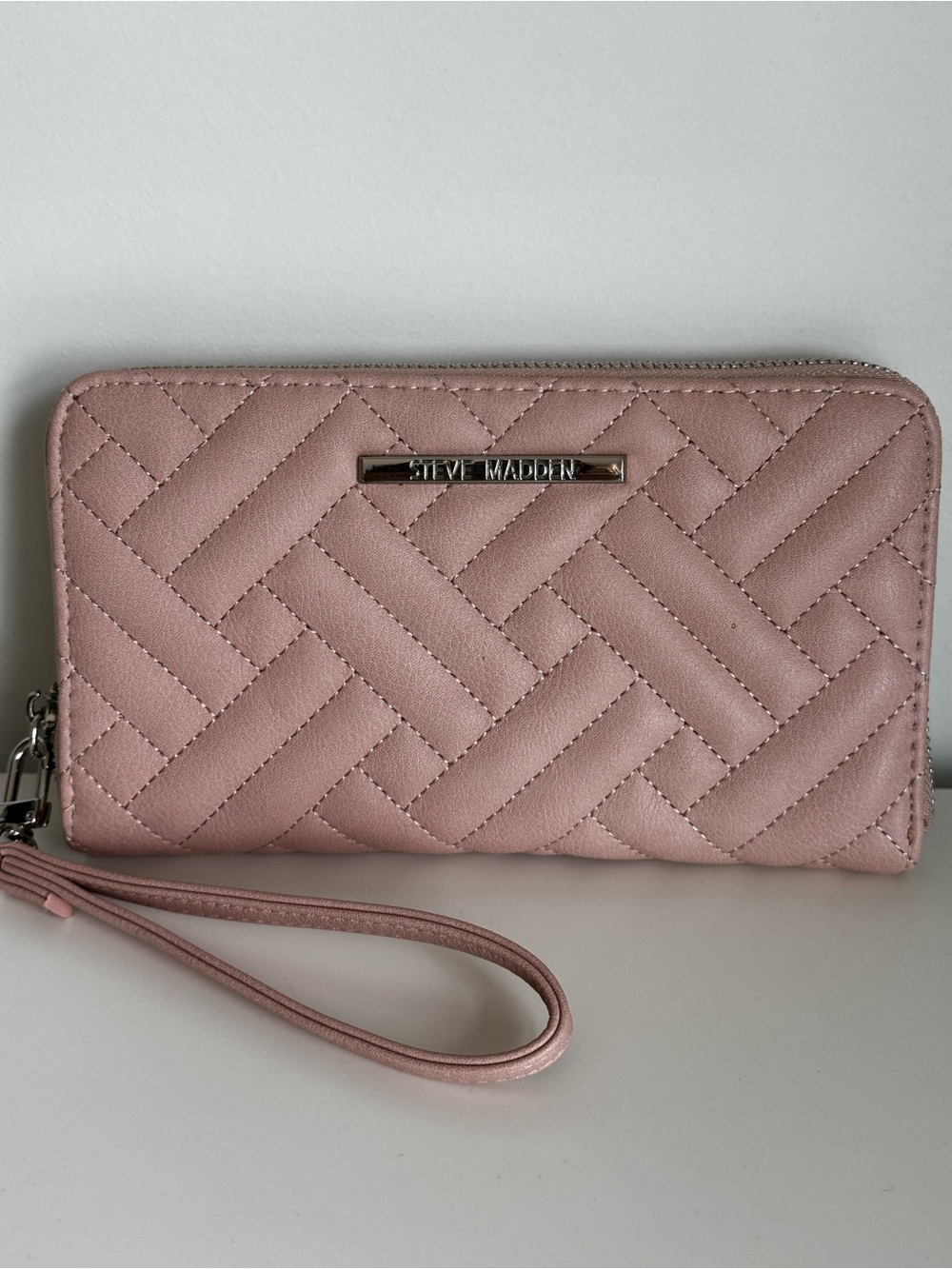 Steve Madden Quilted Blush Wristlet Wallet